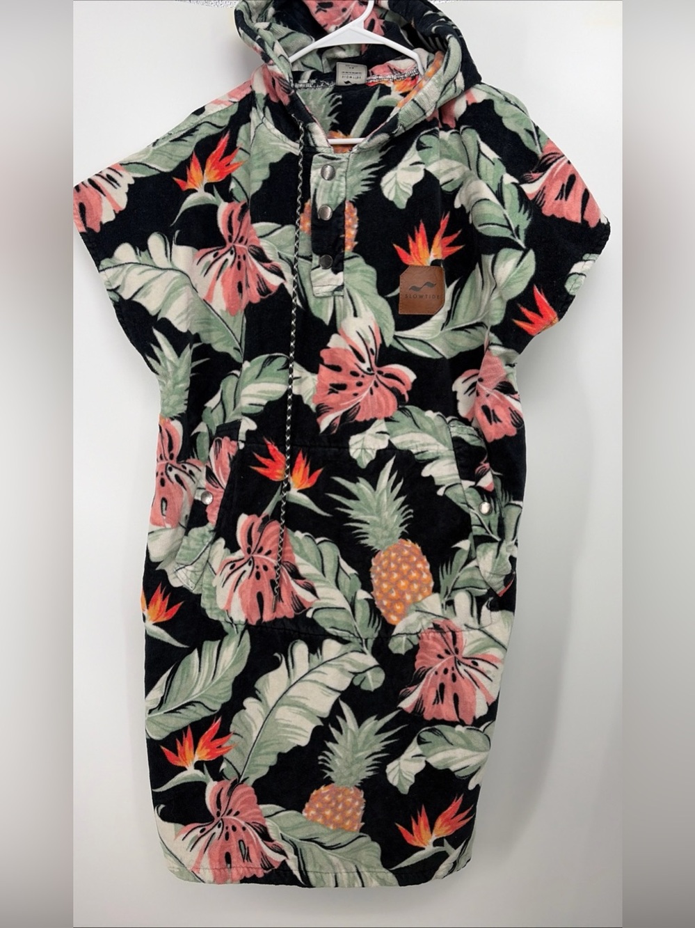 Slowtide Quick Dry Hooded Changing Poncho Beach Dress tropical Pattern Size S-M